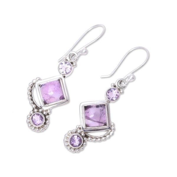 Alternate image for Amethyst and Sterling Silver Dangle Earrings from India Beauty of the Heavens
