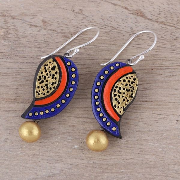 Alternate image for Hand-Painted Ceramic Dangle Earrings Crafted in India Mango Bliss