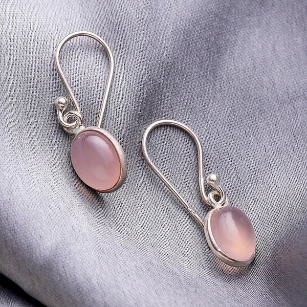Alternate image for Soft Pink Chalcedony Dangle Earrings from India Luminous Soft Pink