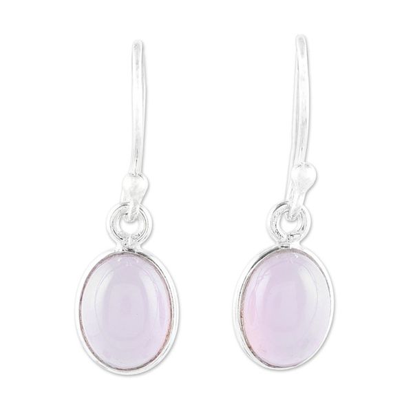 Alternate image for Soft Pink Chalcedony Dangle Earrings from India Luminous Soft Pink