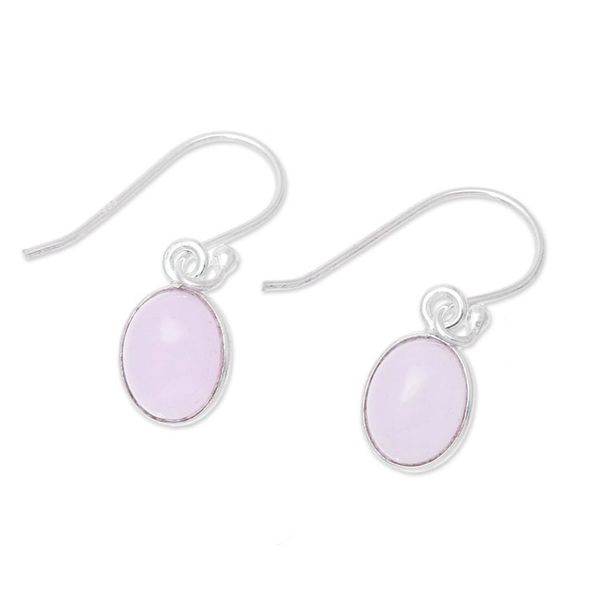 Alternate image for Soft Pink Chalcedony Dangle Earrings from India Luminous Soft Pink