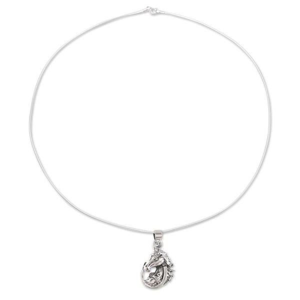 Alternate image for Mens Sterling Silver Horse Pendant Necklace from India Lucky Horse