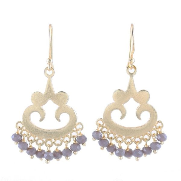 Alternate image for 22k Gold Plated Chalcedony Chandelier Earrings from India Glittering Bliss
