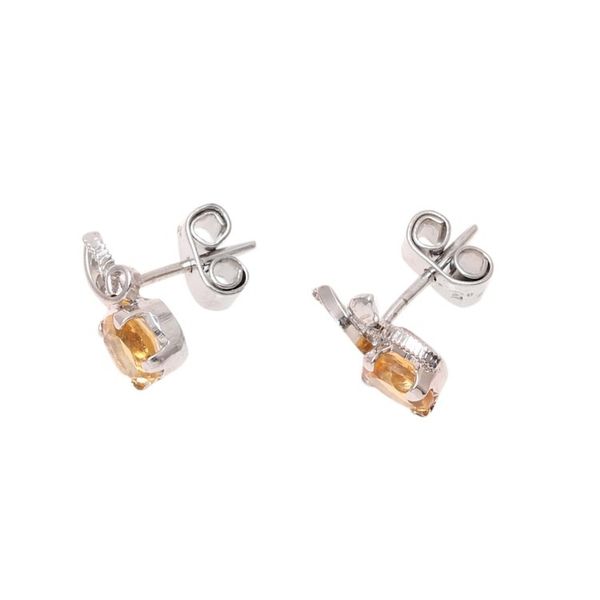 Alternate image for Citrine Stud Earrings Plated in Rhodium from India Golden Bliss