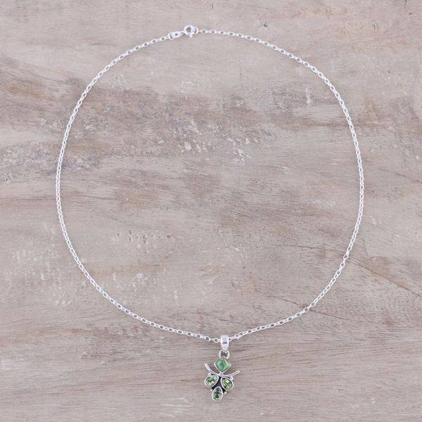 Alternate image for Peridot and Composite Turquoise Pendant Necklace from India Verdant Wonder