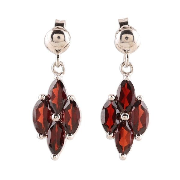 Alternate image for 3-Carat Rhodium Plated Garnet Dangle Earrings from India Natural Charm
