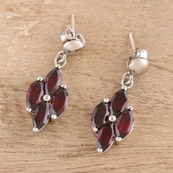 Alternate image for 3-Carat Rhodium Plated Garnet Dangle Earrings from India Natural Charm
