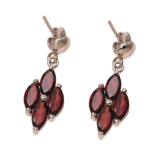 Alternate image for 3-Carat Rhodium Plated Garnet Dangle Earrings from India Natural Charm
