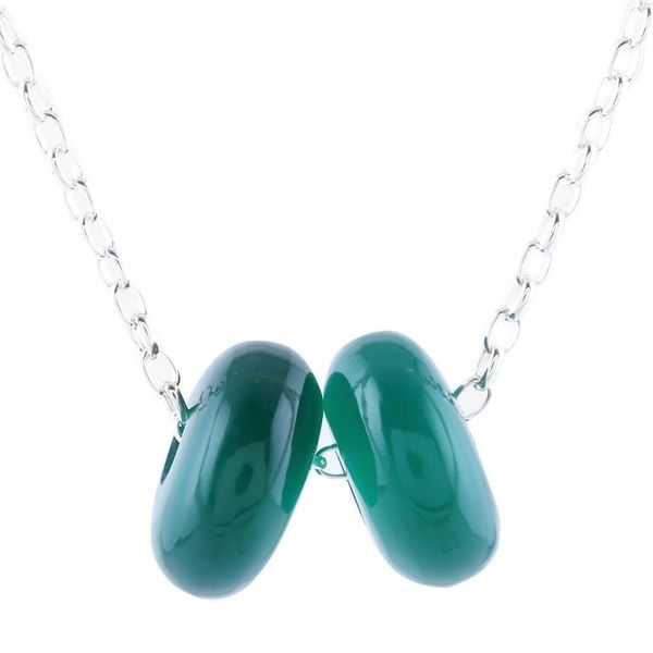 Alternate image for Green Onyx Double Disc and Sterling Silver Pendant Necklace Delightful Duet in Green
