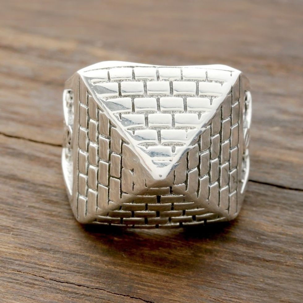 Men's Sterling Silver Pyramid Ring from India 'Masonic Pyramid'