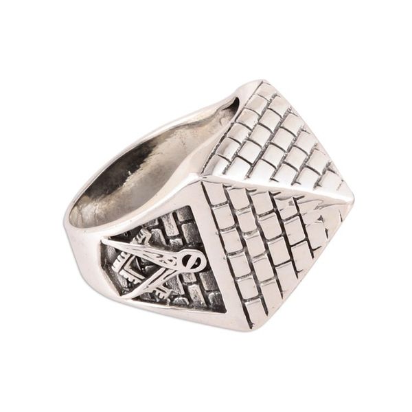 Alternate image for Mens Sterling Silver Pyramid Ring from India Masonic Pyramid