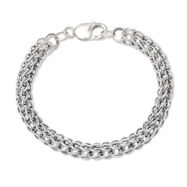 Alternate image for Mens Sterling Silver Byzantine Chain Bracelet from India Bold Byzantine