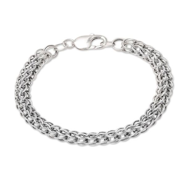 Alternate image for Mens Sterling Silver Byzantine Chain Bracelet from India Bold Byzantine
