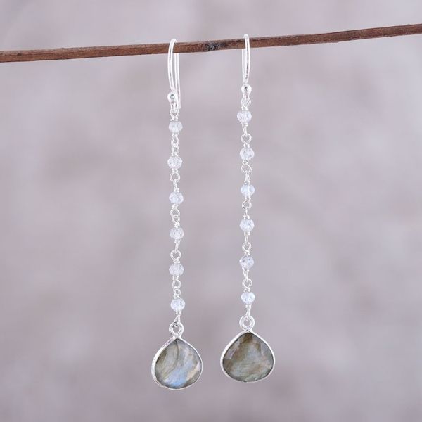 Alternate image for 8-Carat Labradorite Dangle Earrings from India Morning Drops