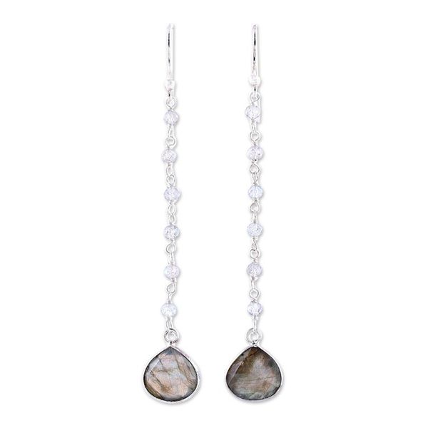 Alternate image for 8-Carat Labradorite Dangle Earrings from India Morning Drops