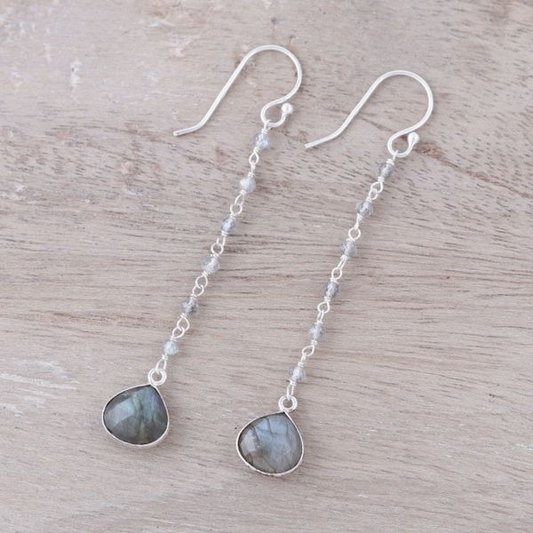 Alternate image for 8-Carat Labradorite Dangle Earrings from India Morning Drops