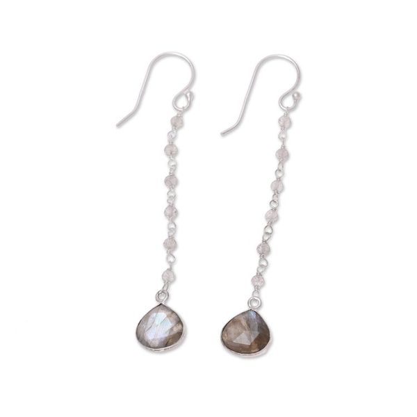 Alternate image for 8-Carat Labradorite Dangle Earrings from India Morning Drops