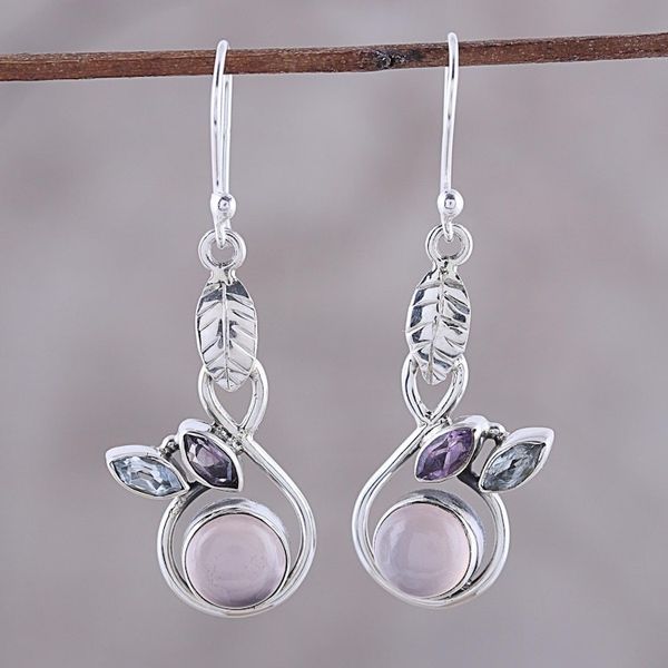 Alternate image for Multi-Gemstone Dangle Earrings from India Spring Beauty