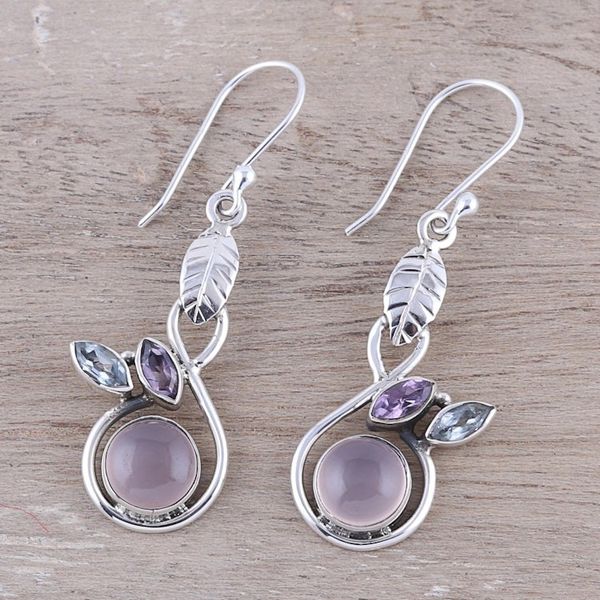 Alternate image for Multi-Gemstone Dangle Earrings from India Spring Beauty