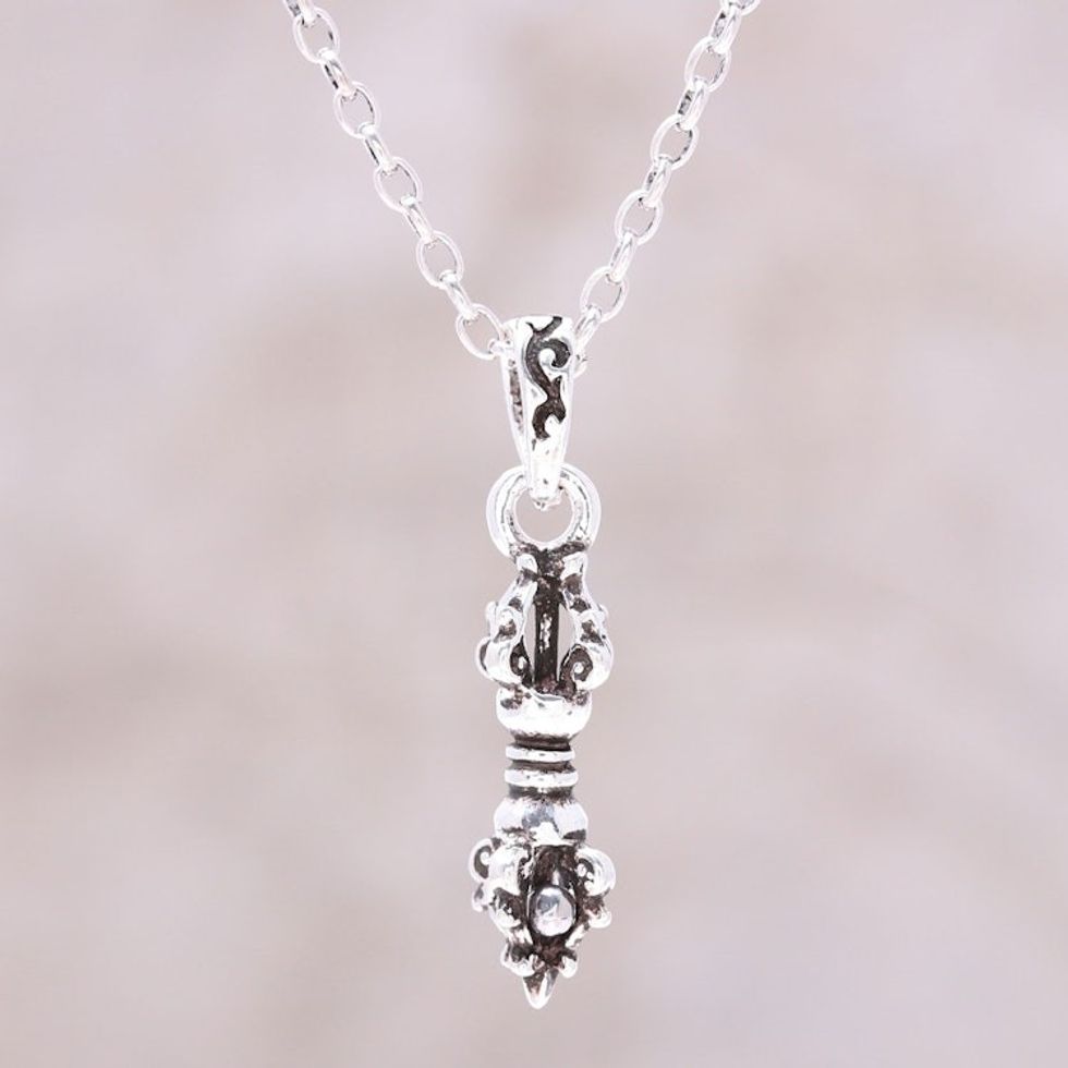 Sterling Silver Talisman Pendant Necklace from India 'Powerful Talisman'