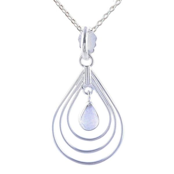 Alternate image for Natural Rainbow Moonstone Pendant Necklace from India Magical Drop