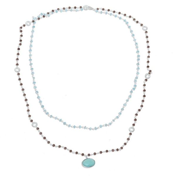 Alternate image for Multi-Gemstone Link Pendant Necklace from India Sparkling Tricolor