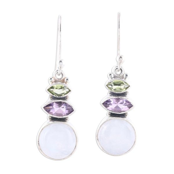 Alternate image for Multi-Gemstone Dangle Earrings from India Peaceful Dazzle