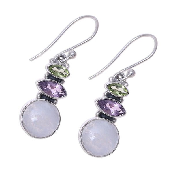 Alternate image for Multi-Gemstone Dangle Earrings from India Peaceful Dazzle
