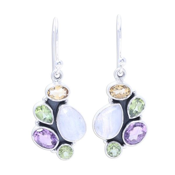 Alternate image for Multi-Gemstone 4.5-Carat Dangle Earrings from India Glittering Fusion