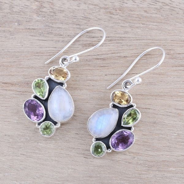Alternate image for Multi-Gemstone 4.5-Carat Dangle Earrings from India Glittering Fusion