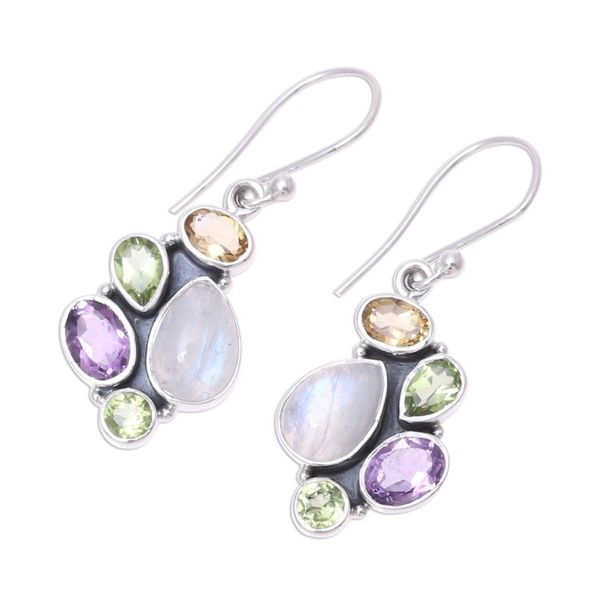 Alternate image for Multi-Gemstone 4.5-Carat Dangle Earrings from India Glittering Fusion