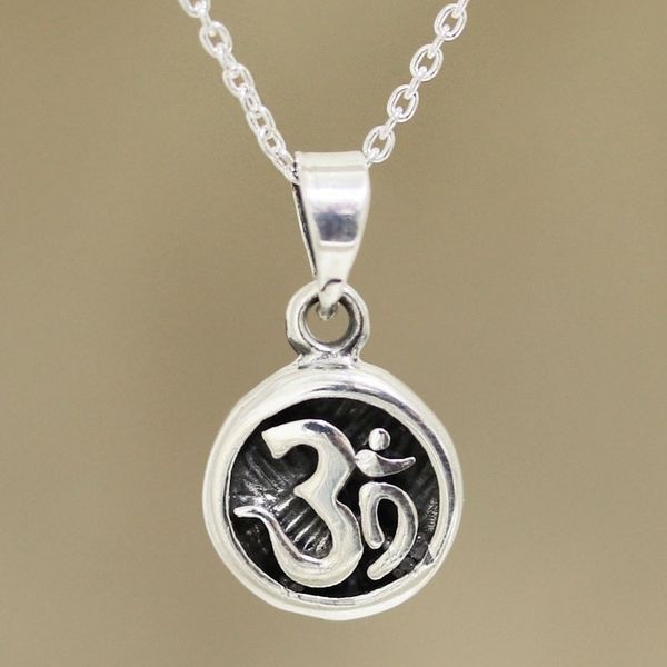 Alternate image for Sterling Silver Pendant Necklace Depicting Om Symbol Thoughtful Om