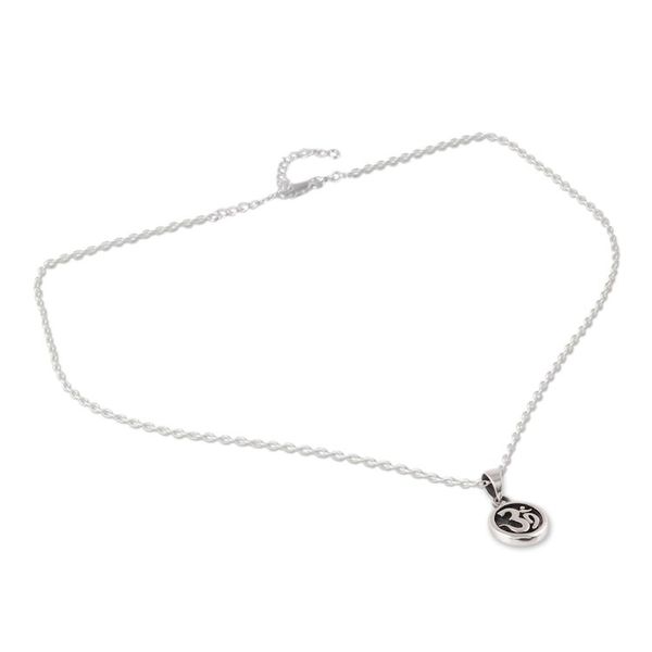 Alternate image for Sterling Silver Pendant Necklace Depicting Om Symbol Thoughtful Om