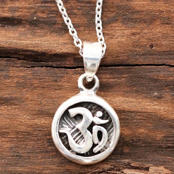 Alternate image for Sterling Silver Pendant Necklace Depicting Om Symbol Thoughtful Om