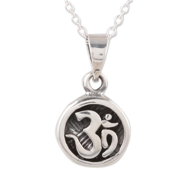 Alternate image for Sterling Silver Pendant Necklace Depicting Om Symbol Thoughtful Om