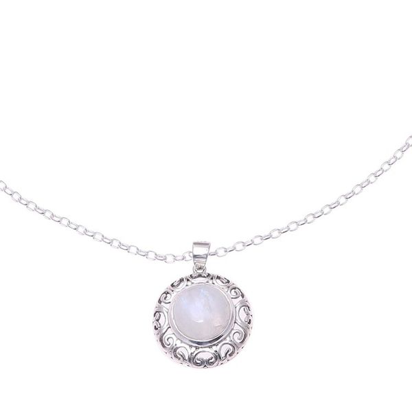 Alternate image for Indian Sterling Silver and Rainbow Moonstone Necklace Glowing Moonlight