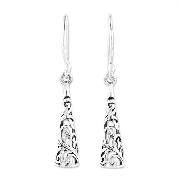 Alternate image for Sterling Silver Openwork Scrolls Dangle Earrings from India Ornate Curl