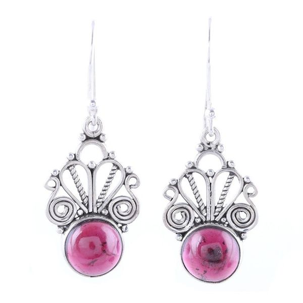 Alternate image for Natural Garnet Dangle Earrings Crafted in India Morning Princess