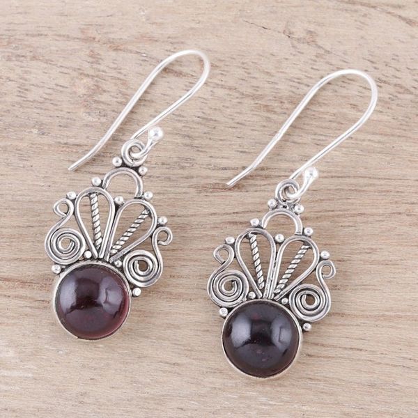 Alternate image for Natural Garnet Dangle Earrings Crafted in India Morning Princess