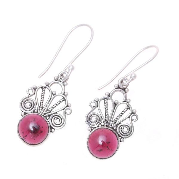 Alternate image for Natural Garnet Dangle Earrings Crafted in India Morning Princess