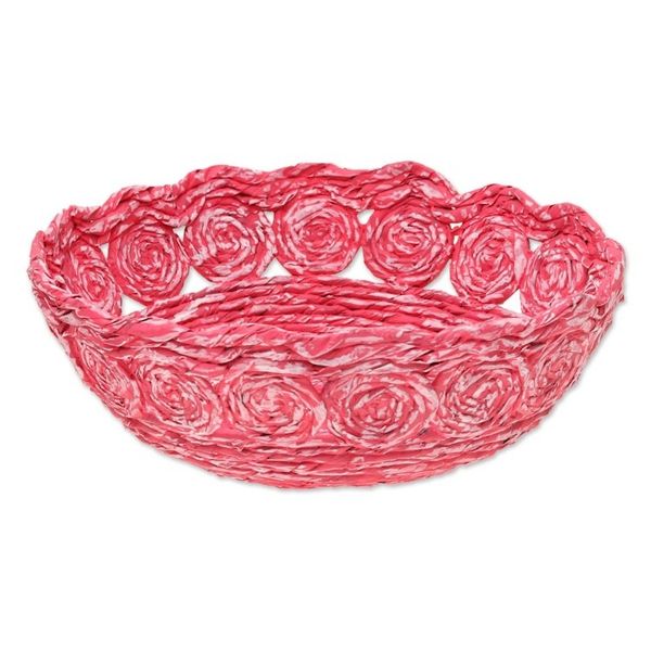 Alternate image for Recycled Paper Basket in Red from India Beautiful Spirals in Pink