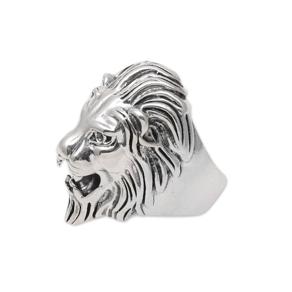 Alternate image for Mens Sterling Silver Lion Ring Crafted in India Kingly Lion