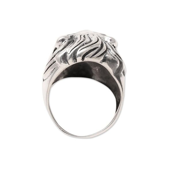 Alternate image for Mens Sterling Silver Lion Ring Crafted in India Kingly Lion