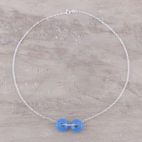 Alternate image for Chalcedony Double Disc and Sterling Silver Pendant Necklace Delightful Duet