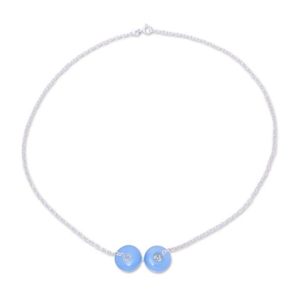 Alternate image for Chalcedony Double Disc and Sterling Silver Pendant Necklace Delightful Duet