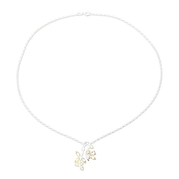 Alternate image for Citrine Sterling Silver Butterfly Flowers Pendant Necklace Butterfly Dazzle in Yellow