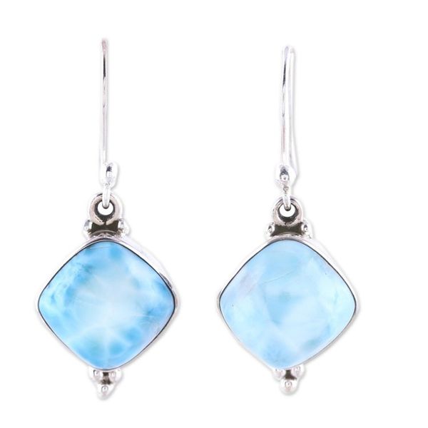 Alternate image for Larimar Dangle Earrings from India Gleaming Grandeur