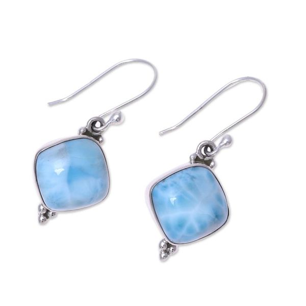 Alternate image for Larimar Dangle Earrings from India Gleaming Grandeur