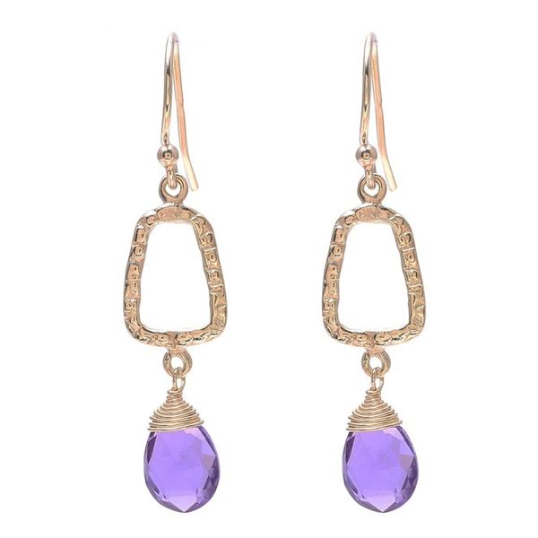 Alternate image for 18k Gold Plated Amethyst Dangle Earrings from India Dancing Frames