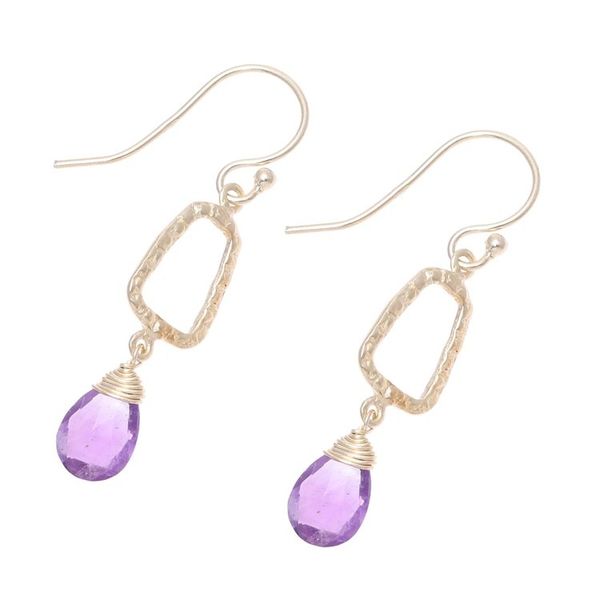 Alternate image for 18k Gold Plated Amethyst Dangle Earrings from India Dancing Frames